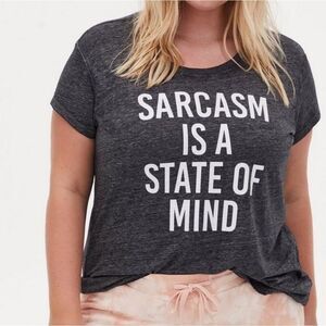 Torrid Sarcasm State Of Mind Relaxed Fit Crew Tee - Vintage Burnout Black